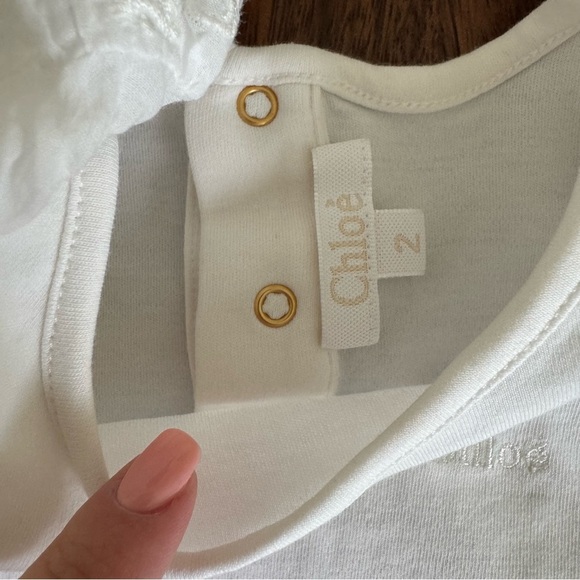 Chloe Baby Girl White Top Lace Short Ruffle Sleeves Cotton Size 2 - Picture 3 of 7